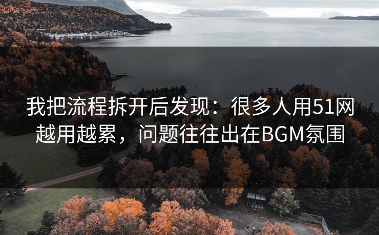 我把流程拆开后发现：很多人用51网越用越累，问题往往出在BGM氛围