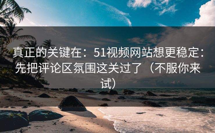 真正的关键在：51视频网站想更稳定：先把评论区氛围这关过了（不服你来试）