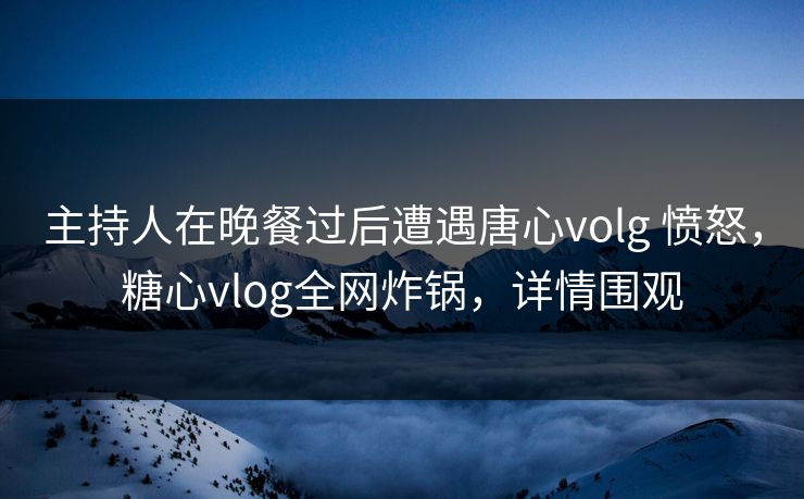 主持人在晚餐过后遭遇唐心volg 愤怒，糖心vlog全网炸锅，详情围观