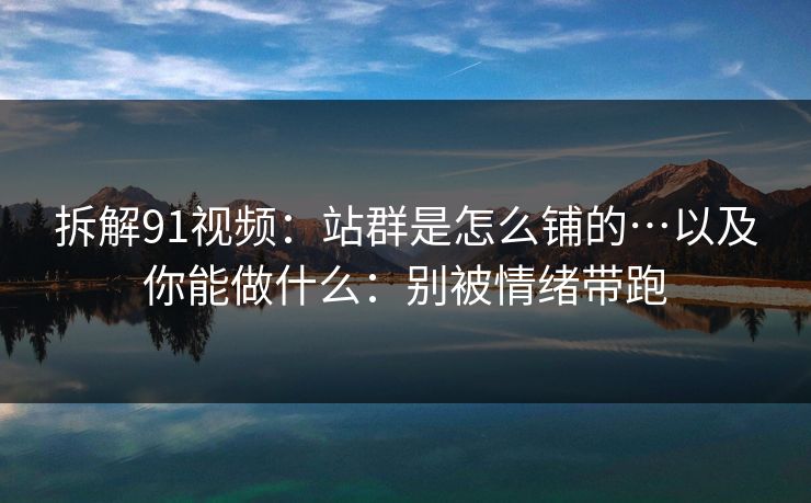 拆解91视频:站群是怎么铺的…以及你能做什么:别被情绪带跑 拆解91视频:站群是怎么铺的…以及你能做什么:别被情绪带跑