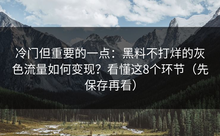 冷门但重要的一点：黑料不打烊的灰色流量如何变现？看懂这8个环节（先保存再看）